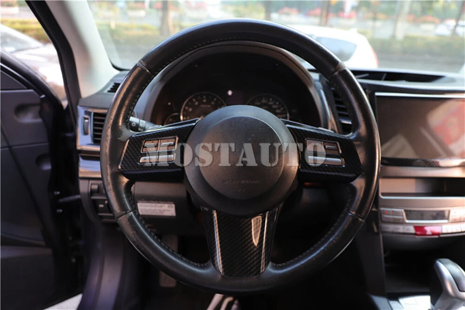 For Subaru Outback Legacy ABS Carbon Steering Wheel Button Frame Trim 2010-2012 - image 4 of 4