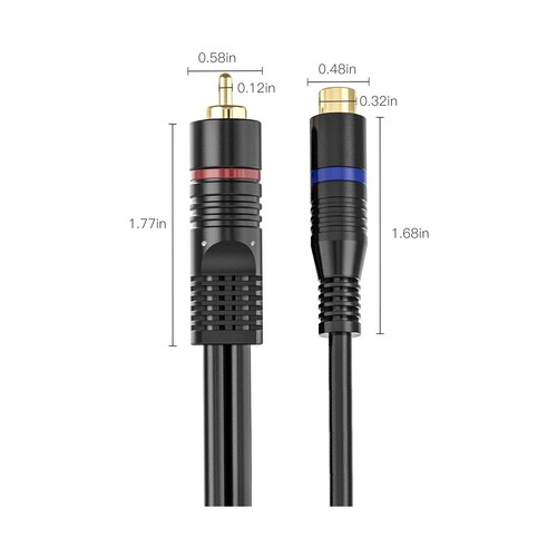 PRO 20cm RCA PHONO Y SPLITTER CABLE ADAPTER 1 Male to 2 x Female OFC Gold - Picture 8 of 9
