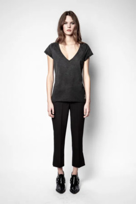 Zadig & Voltaire Cruz Glitter ZV T-Shirt Black Cotton Size M MSRP $128 (9)