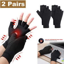 Copper Arthritis Compression Gloves for Women Men Fingerless Pains Hands Support