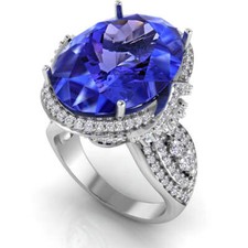 Sterling Silver Semi Mount Ring Setting Oval OV 18X13mm Halo White Topaz