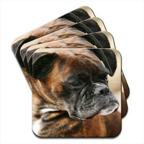 Brown Boxer Dog Close Up Of Face Set of 4 Coasters - Photo 1/1