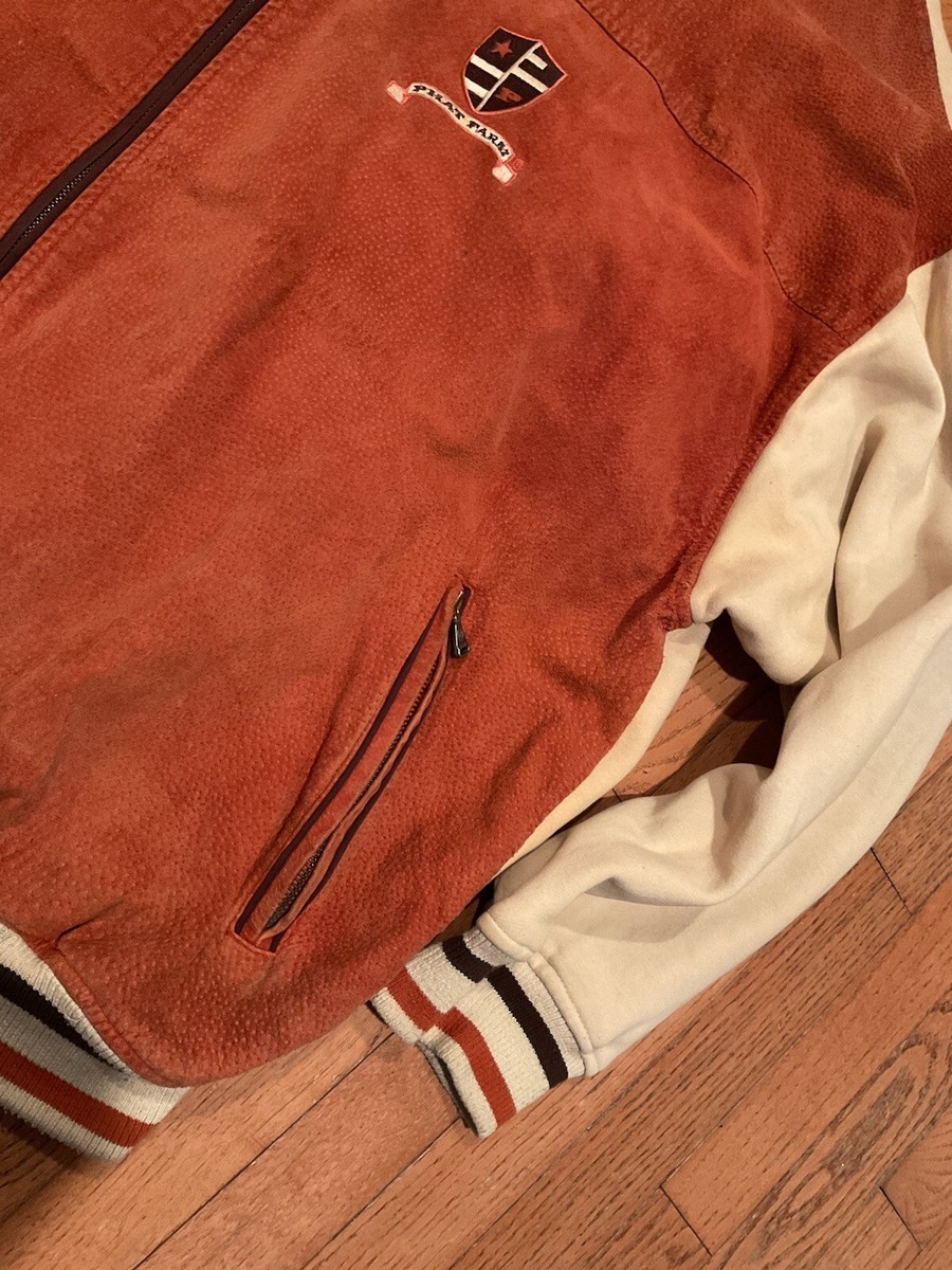 VTG Mens Phat Farm Zip Up Jacket Suede Leather Front Jersey VTG Mens Phat Farm Zip Up Jacket Suede Leather Front Jersey