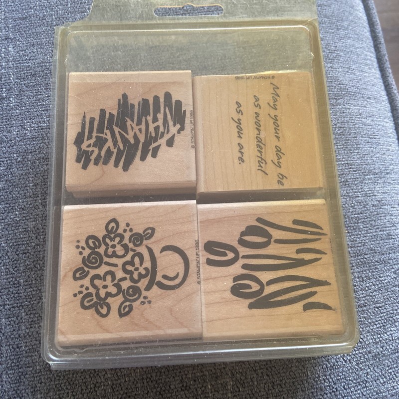 Stampin Up Set Wonderful Day 4 piece 1996 Thanks Flowers Floral tulip words