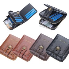 Man's Leather Wallet Bifold Zipper Purse Large Capacity Credit Card Holder Bag