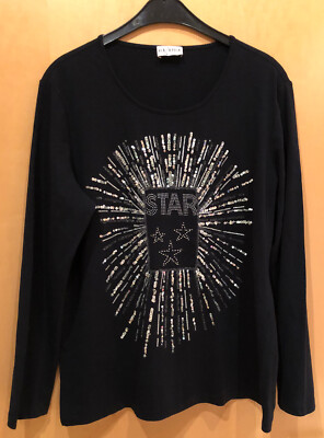 VIA APPIA Shirt schwarz mit Pailletten Gr. 44