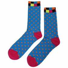NWT Pink Polka Dot Dress Socks Novelty Men 8-12 Multicolor Crazy Fun Sockfly