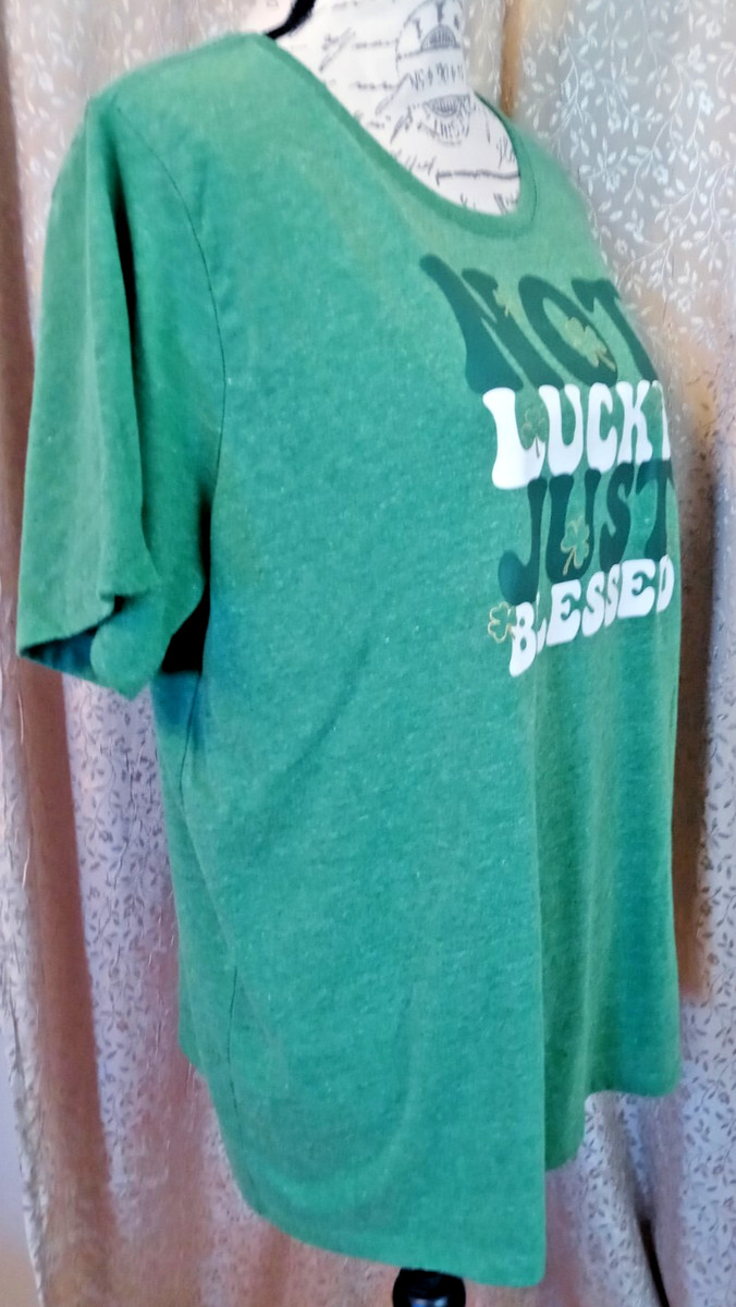 Celebrate! Women's St. Patrick's Day Green Not Lucky Just Blessed T-Shirt 3XL View 3