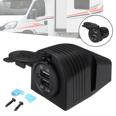 Boot Wohnmobil Wohnwagensteckdose Aufputz Montage Doppel USB Kit Staubdicht