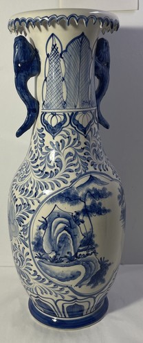 chinesische Vase groß Boden blau weiß hoch traditionelle Kunstgriffe - Bild 1 von 24