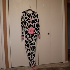 Secret Treasures Plush Cow Halloween Costume Zip Up Pajamas Fuzzy Sz 2X