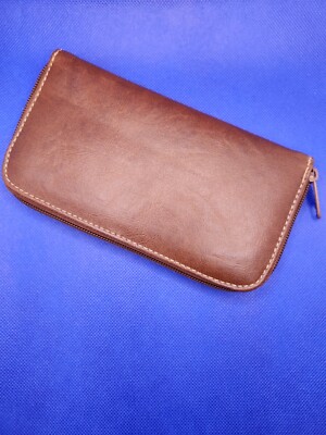 Brown Faux Leather Wallet (Rosetti Themed) Clutch Accordion Style Zip Wallet