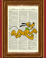 Disney Pluto Dictionary Art Print Vintage Poster Mickey Mouse Dog Picture