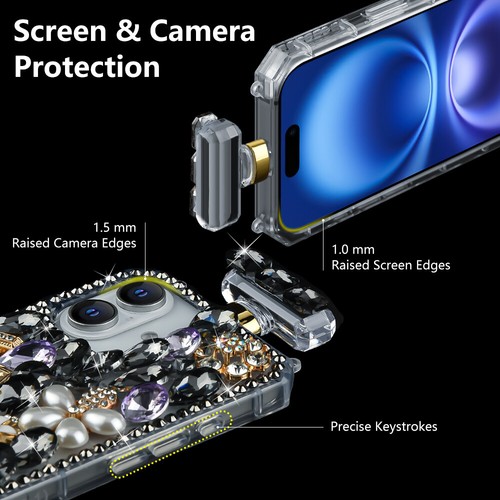 Für Apple iPhone 16 Plus - Parfüm Flakon Cover Case mit Edelstein Strass Armband - Bild 15 von 31