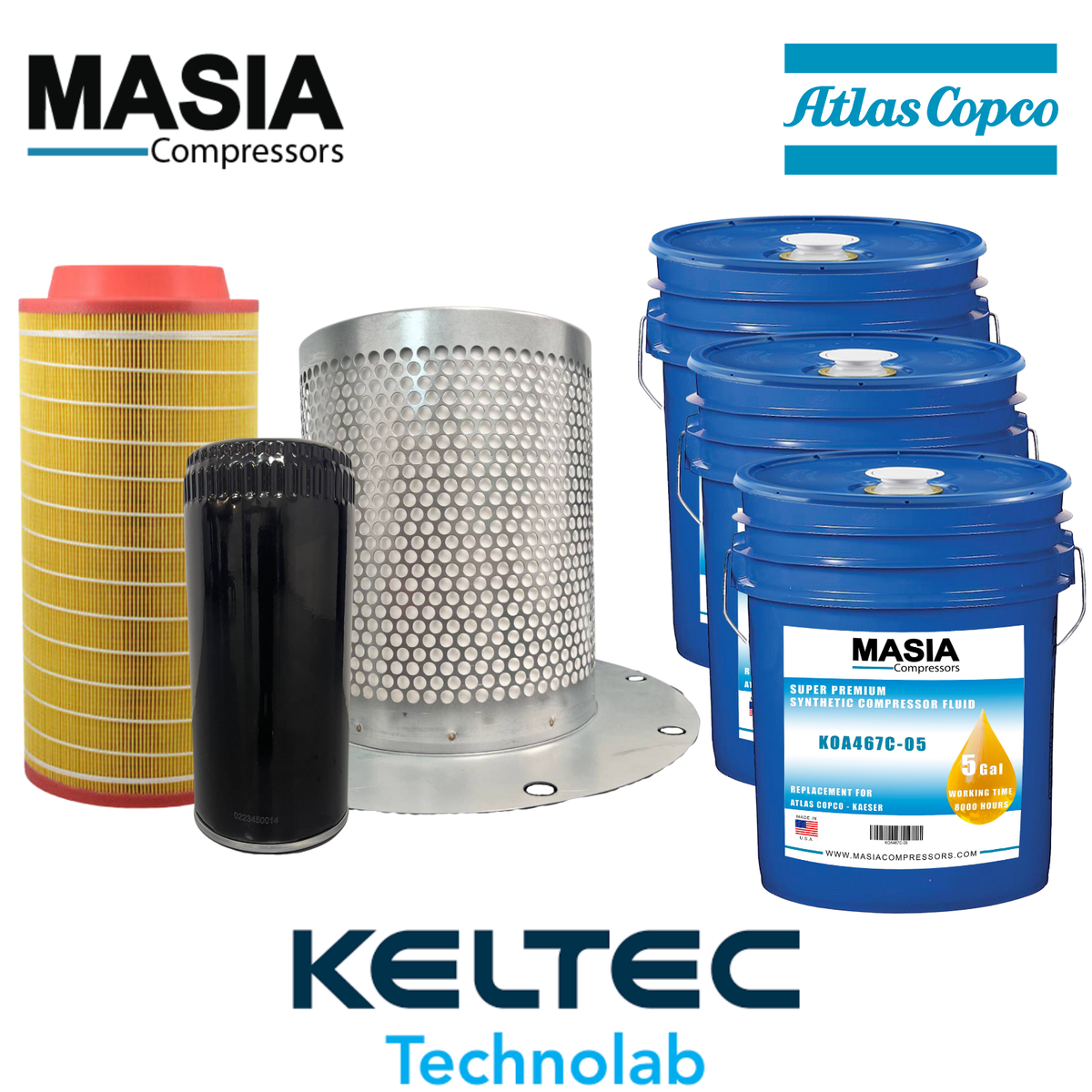 GA-55 thru GA-75 Atlas Copco Service Kit - Includes Filter Kit +