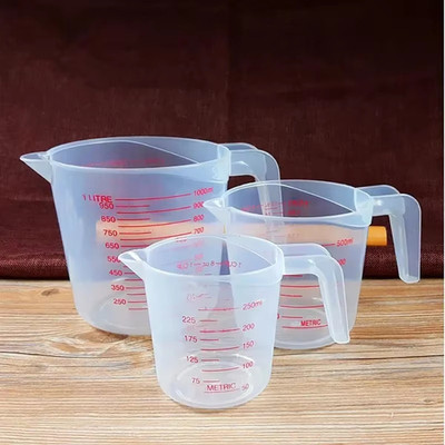 250/500/1000ml 3er Set Messbecher Kanne Klar Backen Küche Set Mehl Wasser