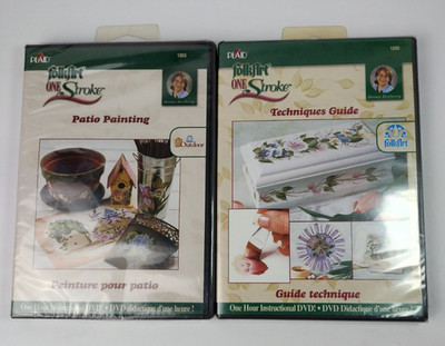 Plaid FolkArt One Stroke 2 DVD Lot - Techniques Guide & Patio Painting, New