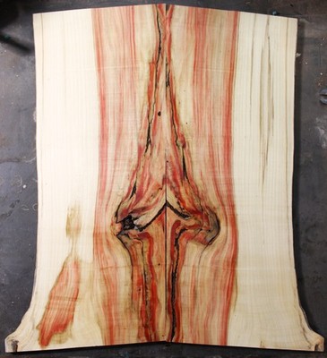 Curly red flame box elder maple drop top .32'' thk bass guitar tonewood 2757