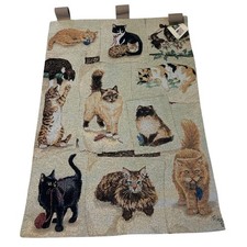 VTG Wall Hanging Cats Curious Kitties Tapestry Jacquard USA Made Linda Picken