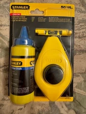 Stanley Chalk Line Layout Set 50'/15m, Blue Chalk, Line Level, Line Reel, New