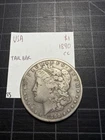 USA Silver Morgan Dollar 1890 Cc Carson City - Tail Bar Variety