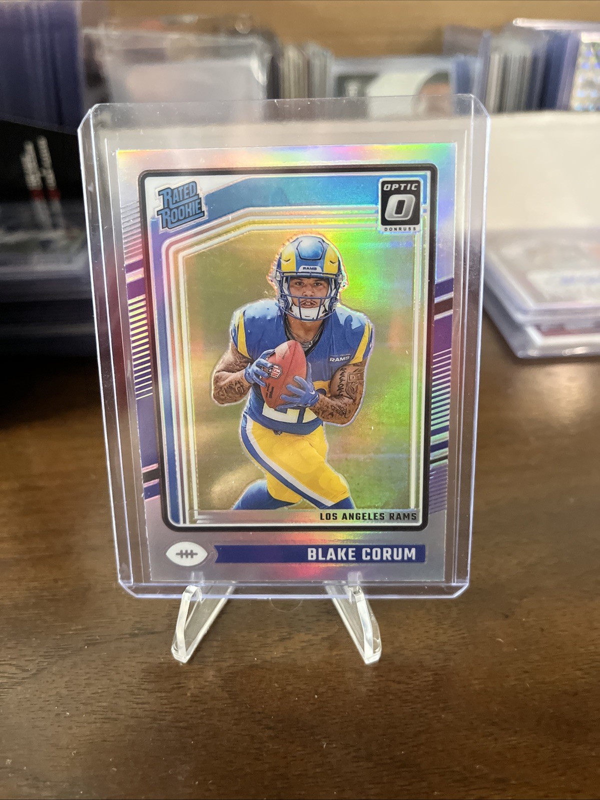 Blake Corum 2024 Panini Donruss Optic Rated Rookie Silver Prizm Holo RC 208 Rams