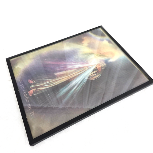 Vintage Lenticular Two Flip Virgin Mother Mary to Jesus Divine Mercy Framed 14" - Picture 6 of 11