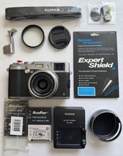 Fujifilm X100S Camera Silver Black Boxed Lensmate Thumb Filter Bundle Light use