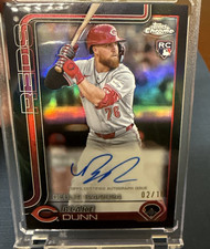2025 Topps Chrome Rooting Autographs Blake Dunn Black Refractor 2/10 RC AU Reds
