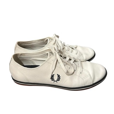 Fred Perry Leather Shoes Mens 12 Low Top Preppy Casual Sneakers Logo White