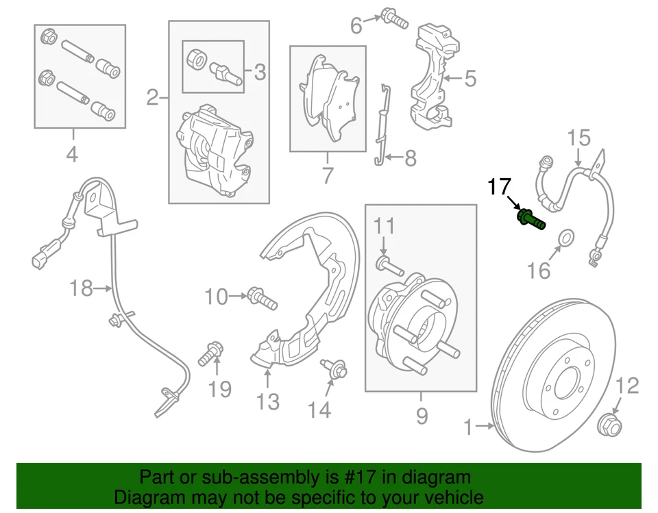 Perno de manguera de freno original Ford 7T4Z-2L122-A Foto 3 de 3