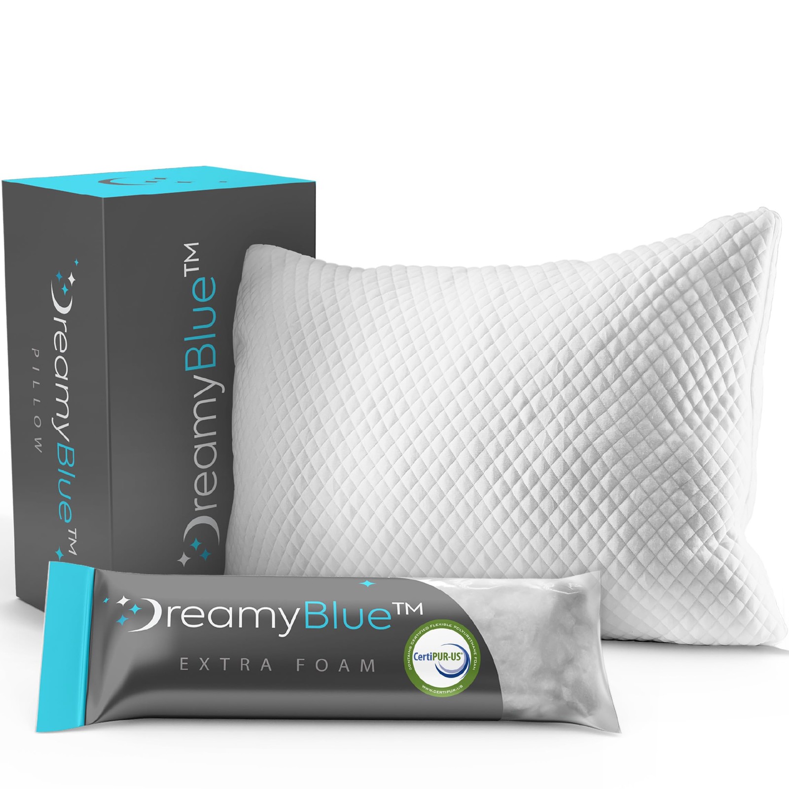 Signature Pillow with Adjustable Loft & Shredded Memory Foam Fill in Neutral Colors