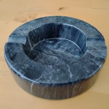 Vintage Cigar ASHTRAY Gray & White Marble(?) Heavy 6" Diam.