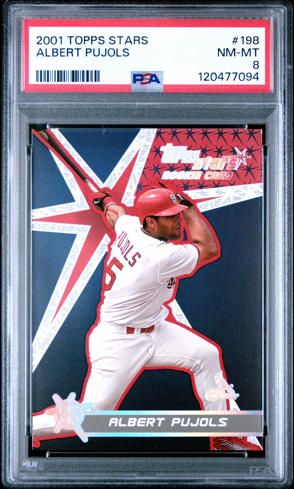 2001 TOPPS STARS #198 ALBERT PUJOLS ROOKIE RC PSA 8