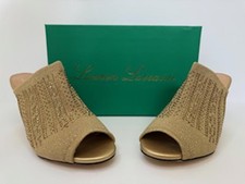 Lauren Lorraine Martha Rhinestone Stretch Wedge Gold Women's size 7