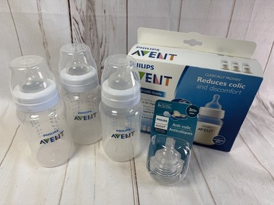 AVENT Anticolic Lot 3 NEW 9oz and 3 EUC Big Large 11 Oz + Flow 3 Nipples