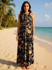 Floral Maxi Sundress – Sleeveless Vacation Dress