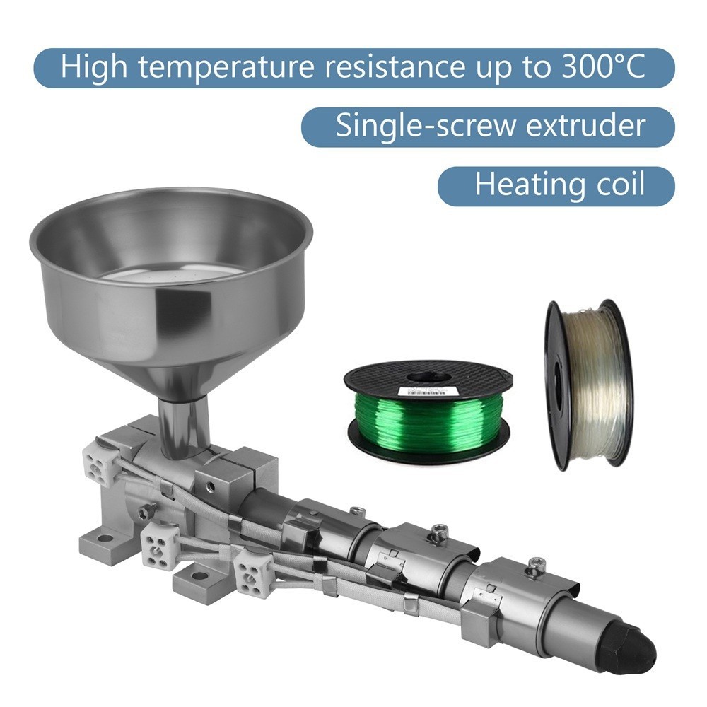 DIY Extruder Machine 12mm Dia Screw Barrel with 2.5mm Nozzle Triple Heaters 110V