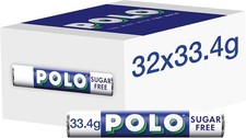 POLO Sugar Free Mints Tubes 32 x 33.4g – Fresh Breath, Vegan, No Sugar, Mint