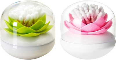 2 Pack Creative Lotus Cotton Swab Holder Q-Tips Toothpicks Holder Table Decorate