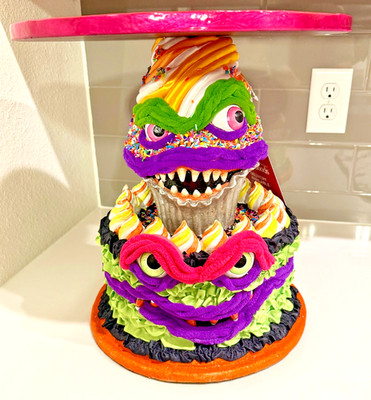 New - Katherine's Collection - Creepy Confections Cake Plate Disturbing