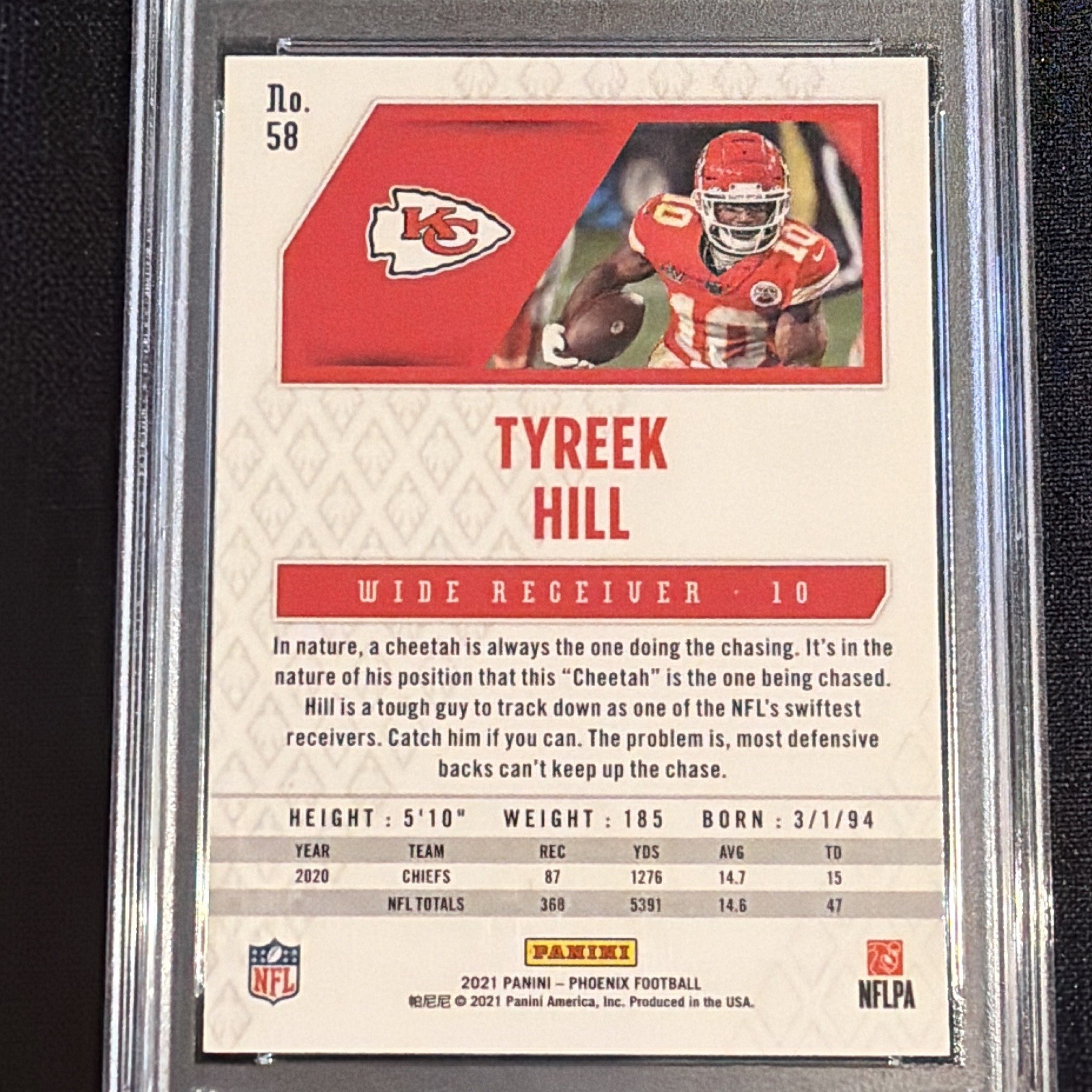 2021 Panini Phoenix Tyreek Hill Mosaic Hard Signed Auto PSA Auth #58 Chiefs view 3
