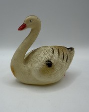 Vintage Celluloid Swan Figurine Japan Cream Bird 3.5 Mid Century