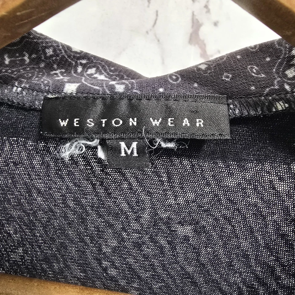 Anthropologie Shirt Womens Small Black Paisley Bandana Sheer Vintage Y2K Lettuce - Image 3 of 4