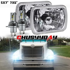 Pair 5X7 7x6inch LED headlights Hi-Lo Beam For International IHC 9200 9900 9400i