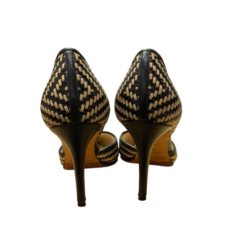JIMMY CHOO Black x Gold Pointed Toe Pumps [US6.5/VG] Limited