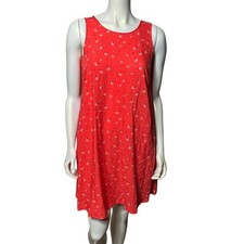 NWT GAP Red Floral Sleeveless Swing Dress Crisscross Back Summer XS Coral Mini