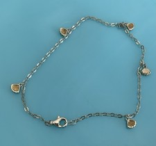 9 Inch Adjustable Tiny Seashell Sterling Silver Beachcomber Anklet Bracelet 1.8g