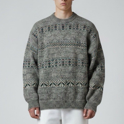 Vintage I'm A Plum Wool Sweater Men 2X Gray Crew Minnesota USA Fair Isle
