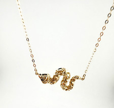 Solid real 14 K Yellow Gold Serpentine Neckla...